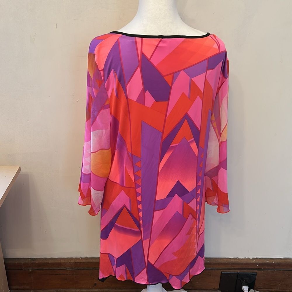 Peter Nygard Pink Purple Geometric Tunic - Picture 4 of 8